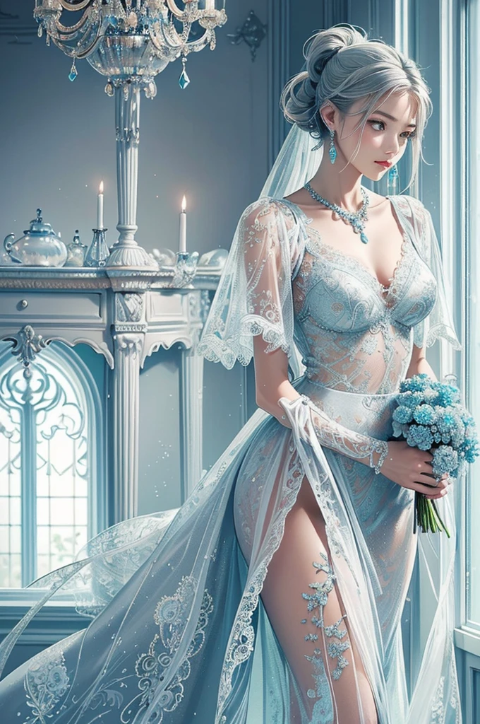 8k full body shot of beautiful white-haired 18 year old girl, (intricate, sheer, transparent, translucent,(no clothes:1.2)), intricate, beautifull face, elegant, highly detailed, digital hyperrealistic photography, hyperrealistic photography filigree, shyness, most beautyfull face, (masterpiece, sidelighting, (finely detailed beautifull blue eyes: 1.2)),