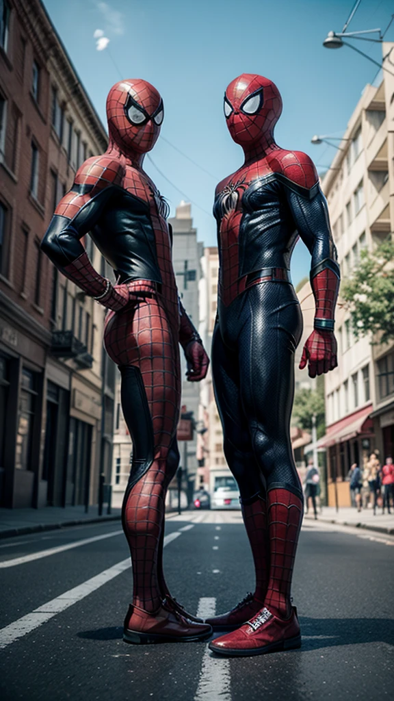 SPIDER-MAN WITH SPIDER-GIRL BOTH STANDING ON ROOFTOP