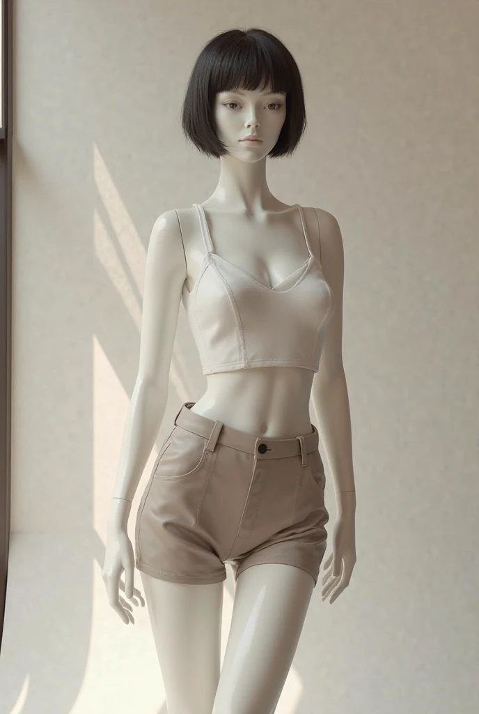 Girl posing for photo in white bra and tight denim, arms behind back, full body, with cropped t-shirt, bra, slim figure, smaller bust, slim girl model, 24 year old female model,