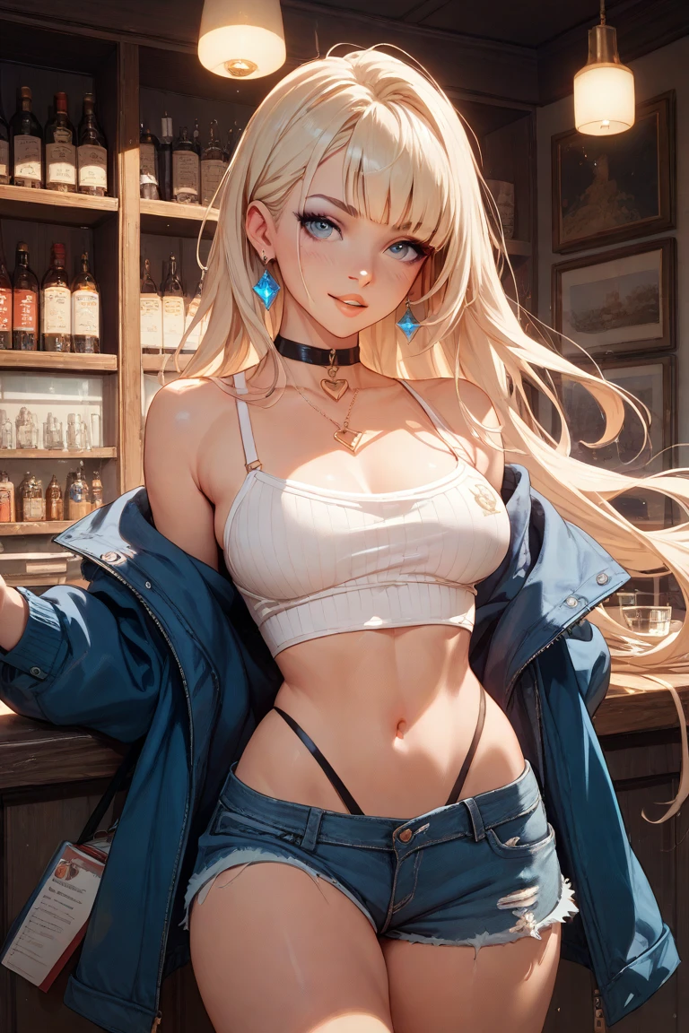 a woman with long blonde hair and a pink shirt is posing, seductive anime girl, guweiz on pixiv artstation, guweiz on artstation pixiv, beautiful alluring anime woman, trending on artstation pixiv, blonde anime girl with long hair, ross tran style, extremely detailed artgerm, beautiful anime girl, style artgerm