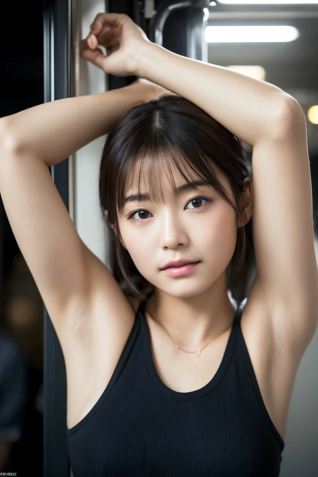 ((highest quality, masterpiece :1.3)), Photorealistic、Ultra-high resolution、Natural skin texture、Hyperrealism、Near Movies、Beautiful Japanese girl in her early teens、One girl、Small breasts、Sky blue crop top、Lying in bed、Angry expression、Tears flowing