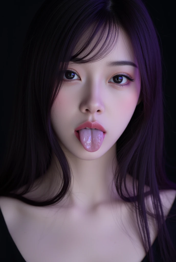 (Korean Beauty)、(Black Dress)、(She is giving a blowjob to an erect penis)、((An erect penis ejaculates a lot of sperm on the face))、Black short hair、(Sweaty)、Big Breastasterpiece