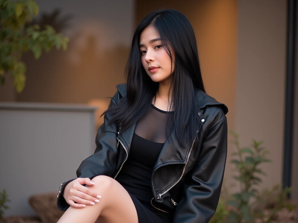 araffe woman with purple hair sitting on a rock near a pool, cindy avelino, she is wearing a black tank top, ava max, maya ali as a cyber sorceress, black top, anime thai girl, maya ali as d&d sorcerer, maya ali as d&d mage, unreal ungine 5, nude