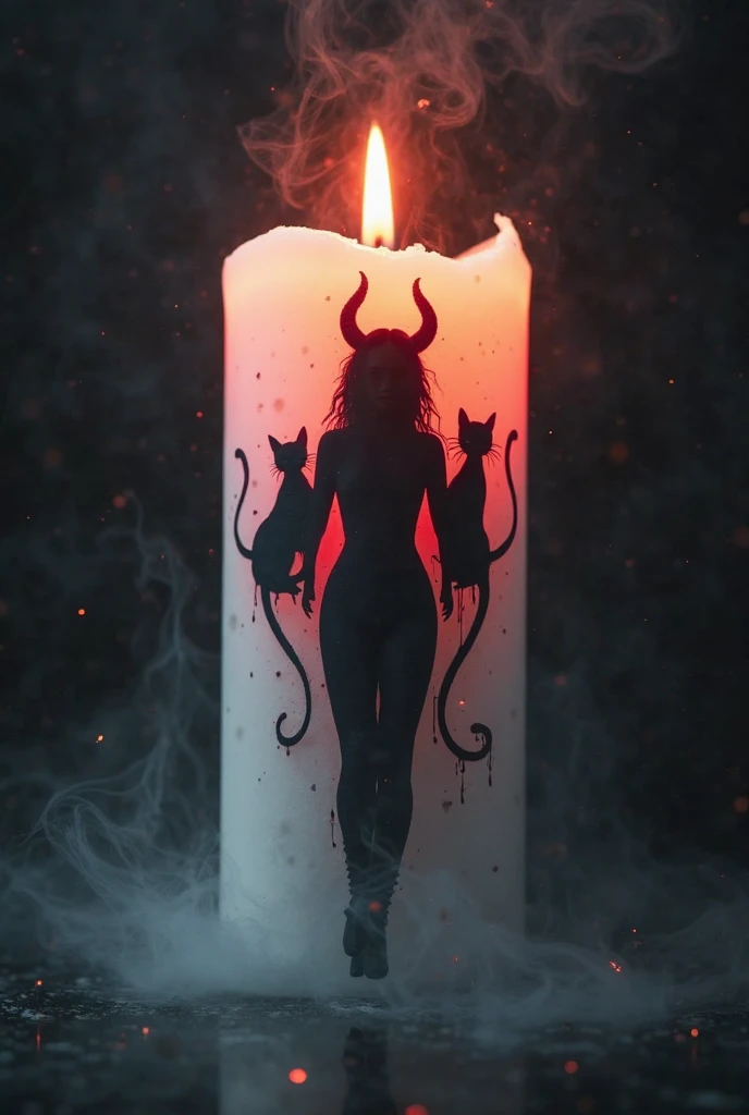 (black and white,masterpiece,photorealistic,ultra-detailed,8k,dramatic lighting,high contrast,chiaroscuro,ominous atmosphere) a dark and sorrowful landscape, a female demon with a curvy, sexy body eating flesh, surrounded by fire, lava, and heavy smoke, dramatic lighting creating high contrast and chiaroscuro effects