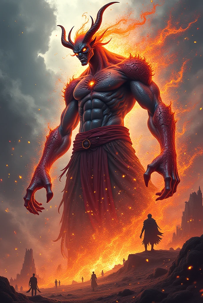 Black man using fire magic creating fire dragon