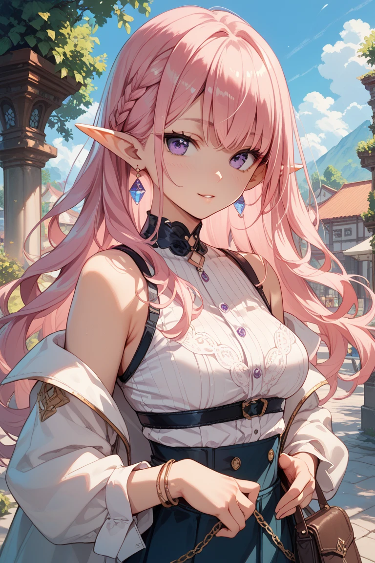 anime elf princess in a white dress, guweiz on artstation pixiv, guweiz on pixiv artstation, cushart krenz key art feminine, beautiful alluring anime woman, detailed digital anime art, cute anime waifu in a nice dress, anime goddess, 2. 5 d cgi anime fantasy artwork, Red Hair, Green Eyes, tiara