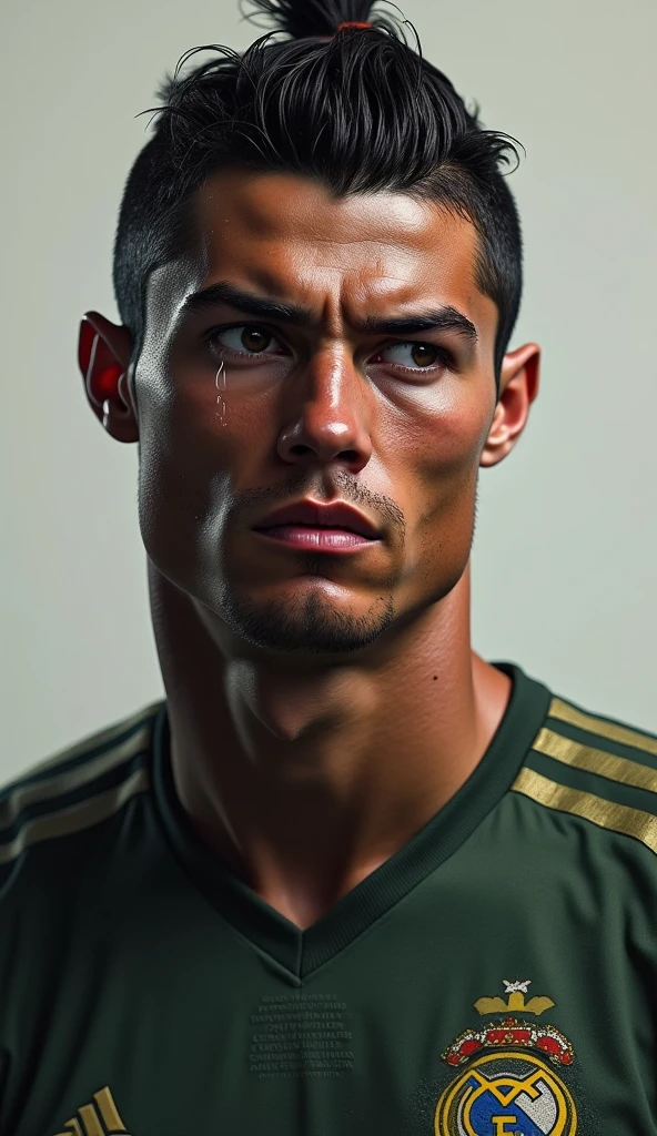 Cristiano Ronaldo's face crying with normal tears