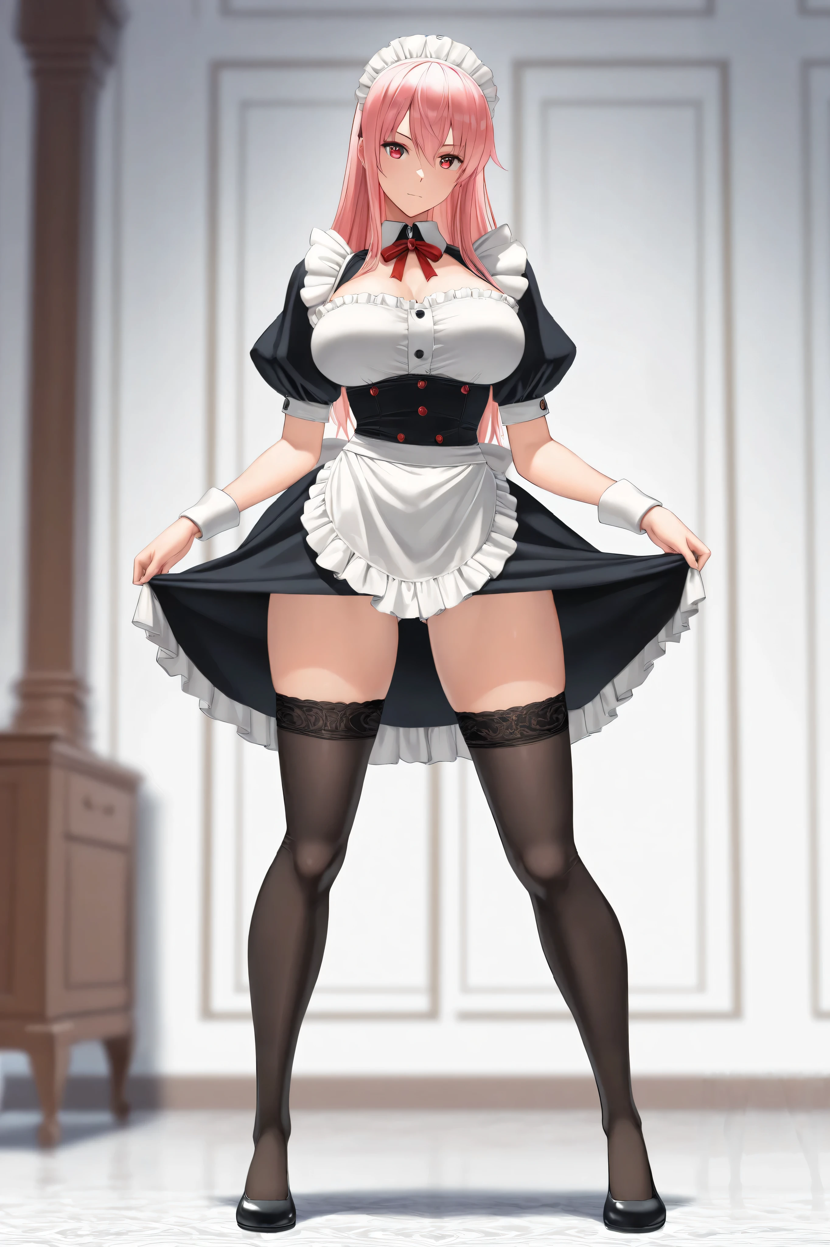 masterpiece, best quality, highres, highly detailed, mikuru1, 1girl, asahina mikuru, solo, beautiful detailed eyes, blush, full body, corset, very short frilly skirt, thigh highs, elbow gloves, high heels, standing, doorway