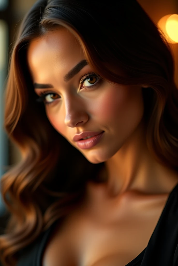 a sexy girl, beautiful detailed eyes, beautiful detailed lips, extremely detailed face and portrait, long eyelashes, delicate facial features, radiant skin, glamorous makeup, long flowing hair, hourglass figure, skimpy outfit, alluring pose, sensual expression, ethereal beauty, elegant, shimmering, cinematic lighting, dramatic shadows, vibrant colors, fantasy, digital painting, highly detailed, photorealistic, 8k, best quality, masterpiece