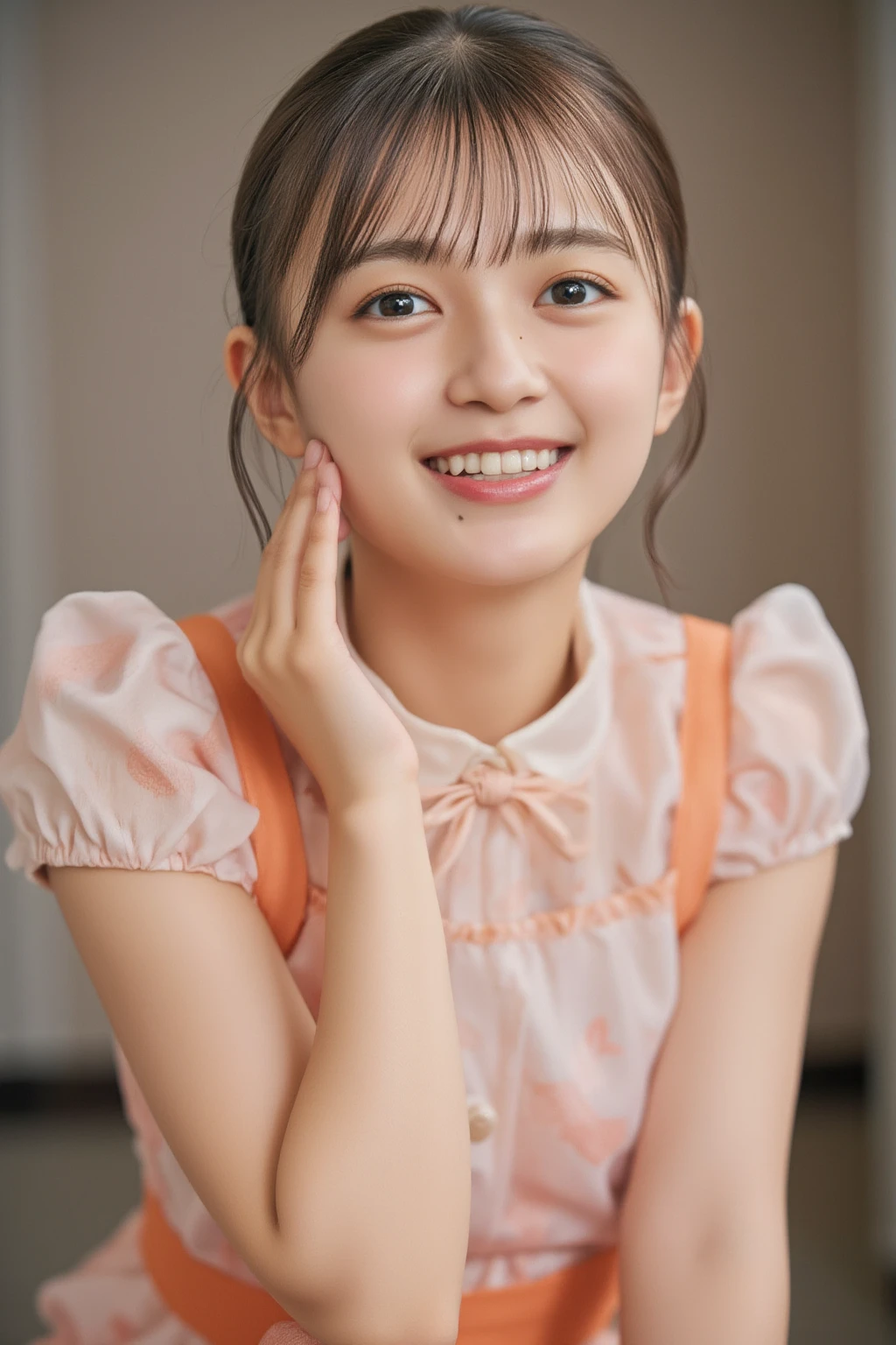 hight resolution、high-level image quality、in 8K、Real live-action、Raw photography、top-quality、masterpiece、超hight resolution、生a picture、ren、Beautiful fece、masutepiece、((Obscene content))、For adults、charm of 、absurderes、((((Japan elementary school students))))、Japan Girl、((8years old))、((with round face))、((Tanuki face))、((Cute little face))、(((((Shy laughter)))))、de pele branca、((chubby face))、(shorten the body a little)、Juvenile physique、小柄、Smaller chest、kne、 thighs thighs thighs thighs、Somewhat short、(tre anatomically correct)、slightly short neck、独奏、fullllbody、Very nice、(((pink kindergarten clothes)))、 ((Pubic area))、(Mansuji)、((White panty))、Are sleeping、(Photorealsitic:1.37)、Photon mapping、Realistic、Radio City、Physically Based Rendering、depth of field rally background、a picture、(((a junior idol in Japan)))、Sparkling eyes、shiny lip、too bright natural light、The Bright Sun、Too bright sunlight、(((((8years old)))))、(((Pubic area)))、(Mansuji)、(Slimed、small tit、flat boobs、small tit)、Only one person,Short hairstyles、Short-cut hair、(inside in room),(((Alone)))、(Show me your flat chest、Please bring the hem back to your chest、Chest exposed)))、