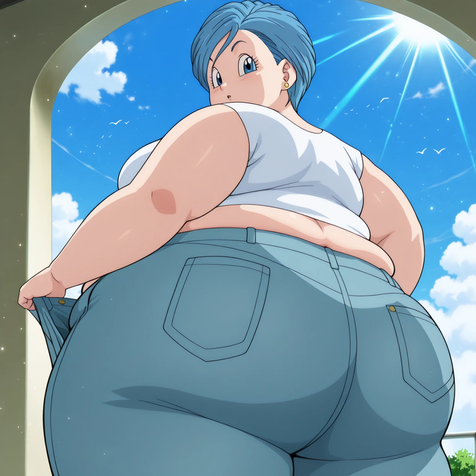 score_8_up, score_7_up, score_6_up, score_5_up, score_4_up, anime screenshot
1girl, manyakis, nicole watterson, animal ears, ponytail, blue hair, red eyes, facial mark, full body, bed, huge swollen breasts, shirt can barely hold breasts, very thick round thighs, very big thighs, plump thighs, plump butt, tall milf (9'8 feet tall), 42 years old milf, bulging belly, tight shirt