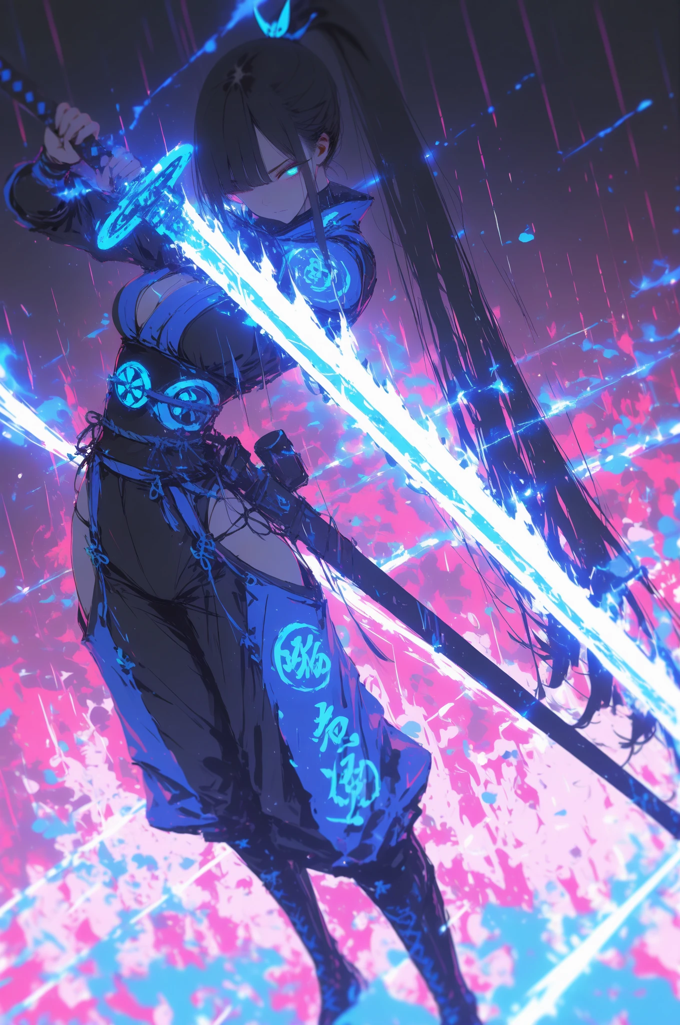 Wlop, rella, anime style, 1girl, Aryi Miel, sharp blue eyes, forehead ...