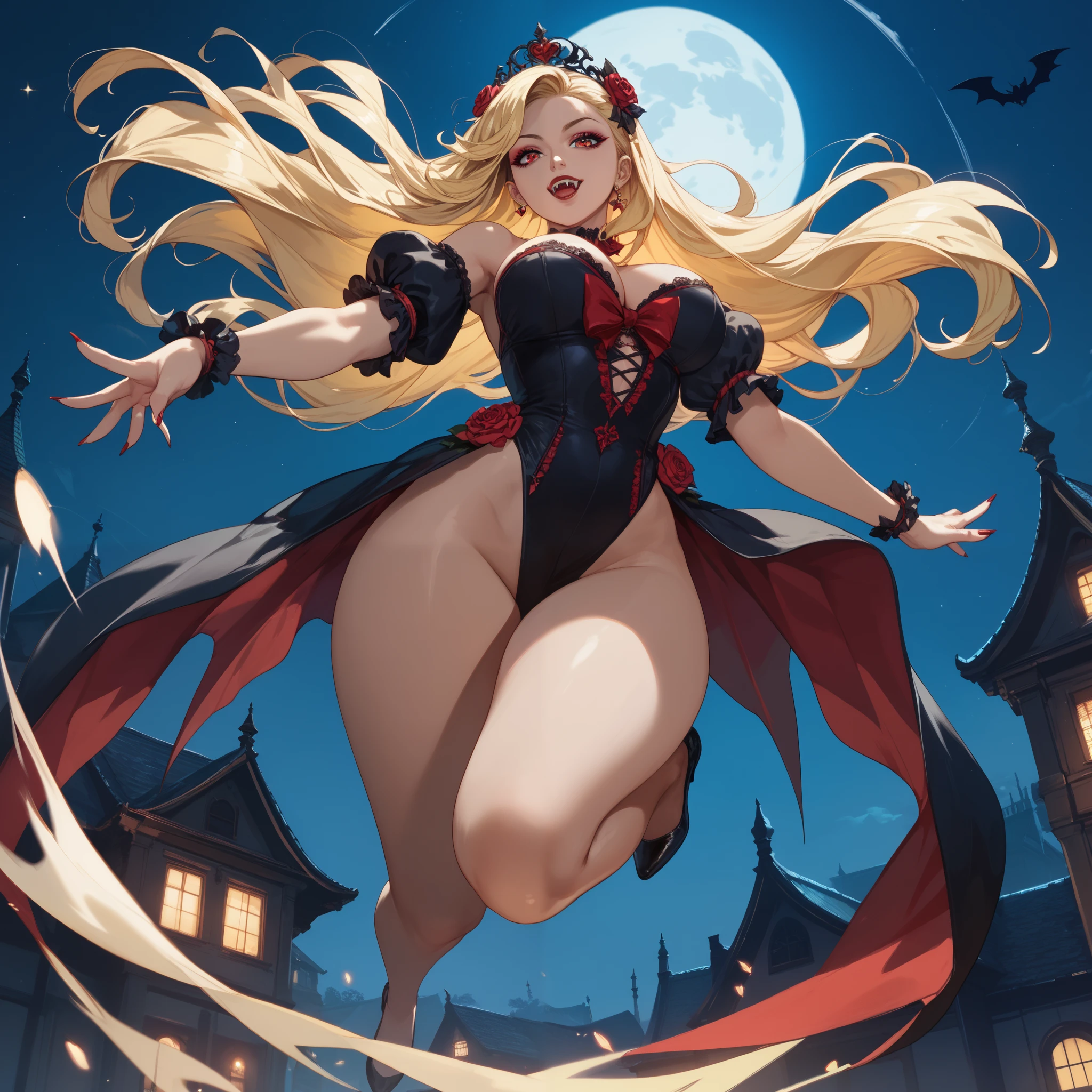 High detailed, 4 womans in Halloween Clothes, busty, matching physique, matching hairstyles, posing as bosses, group of 4 womans