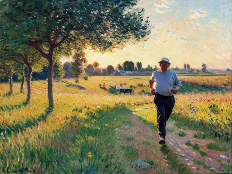 Image of a man, no shirt, historical clothing, portrayed in a lush oil painting style with dynamic, rich strokes and a palpable thickness of paint evoking a sense of movement, set against a beautifully rendered vineyard bathed in golden sunlight. The composition merges historical elegance with contemporary sensuality, emphasizing the graceful curves and form of the body, while the background features sprawling grapevines and soft hills that add depth and warmth, creating an inviting and harmonious atmosphere.