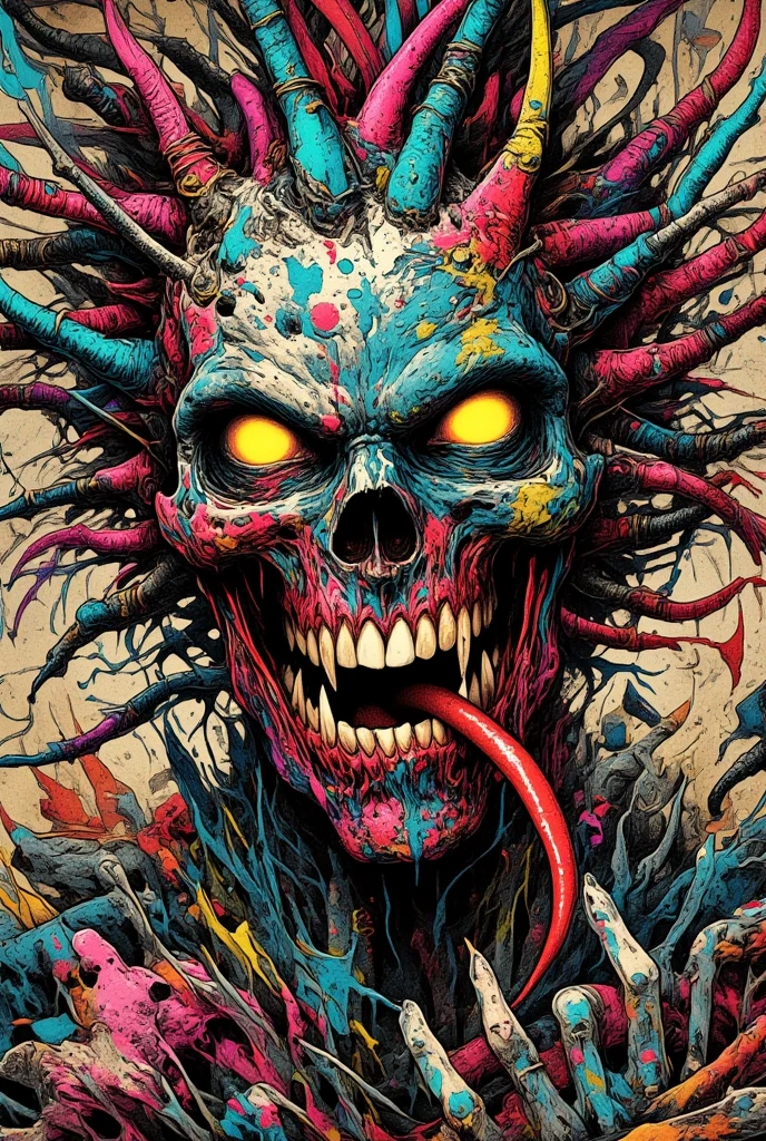 Amazing zombie, (bad dream vision perfect art, 64k ultra hd:1.1), (art by apterus, art by dan mumford, art by lovecraft:1.2)