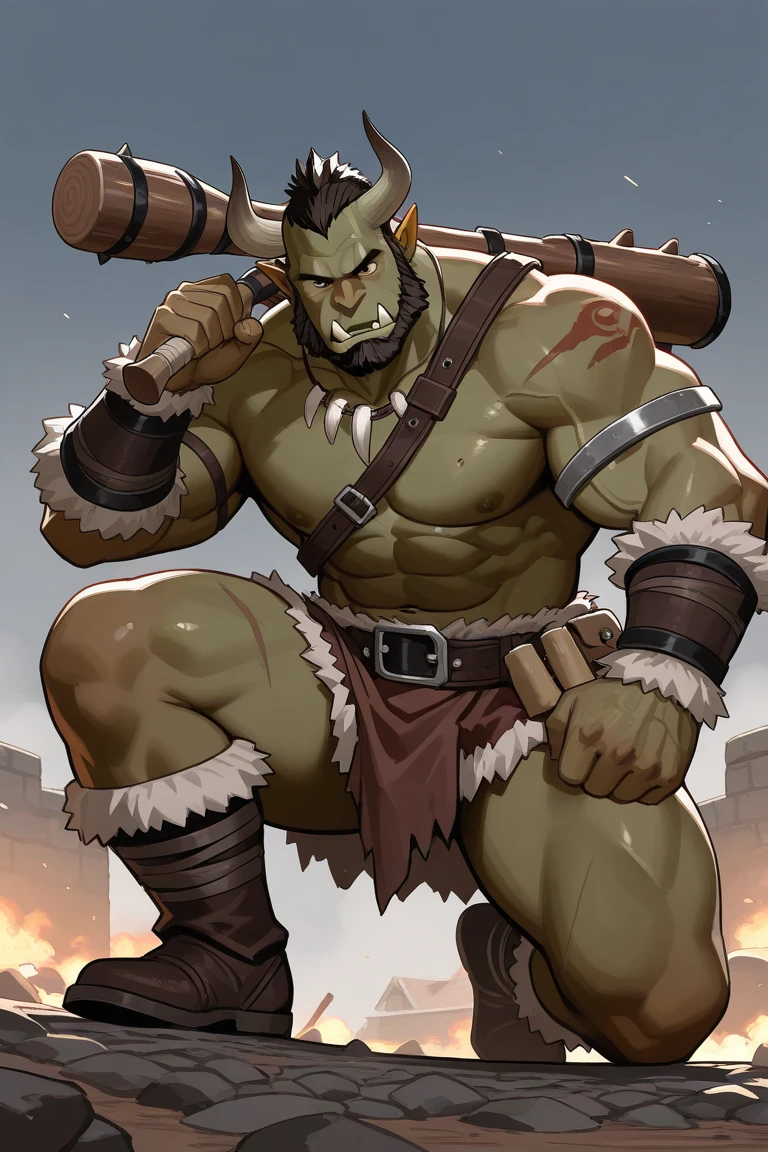 score_9, score_8_up, score_7_up, solo, male focus, chubby male, orc, green skin, tusks, nipples , armor , shoulder armor , strip club , (( black tight )) , ((( arouse by tentacles ))) , full body , boots armor , laying spread legs , tear , ashamed face