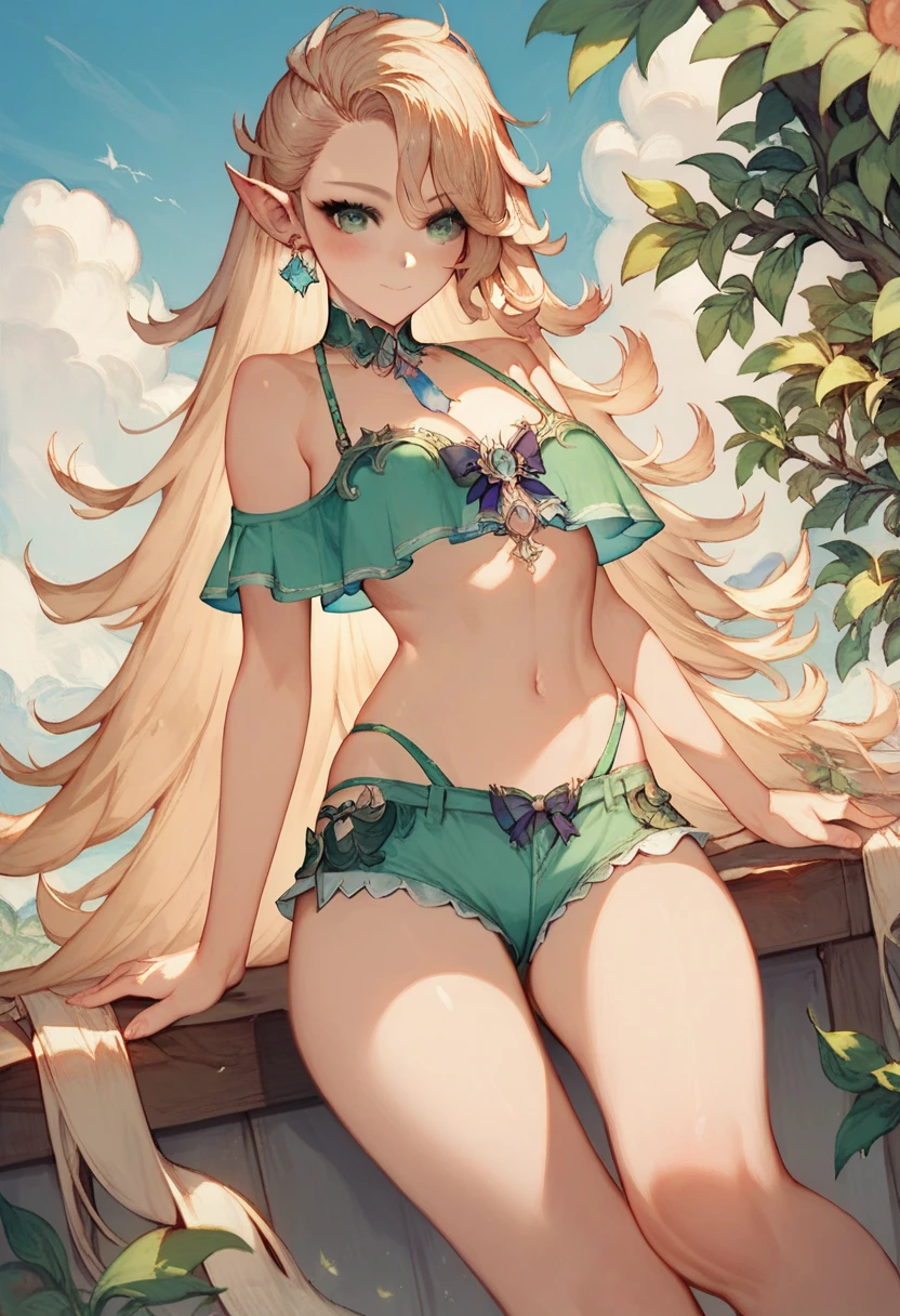 worst quality, low quality, girl, solo, slender, bun blond hair, plump glossy lips, beautiful clear eyes, (((holding a big bunch of beautiful colorful flowers))), bra, garter belt, side tie panties, embarrassed, Bedroom, masterpiece