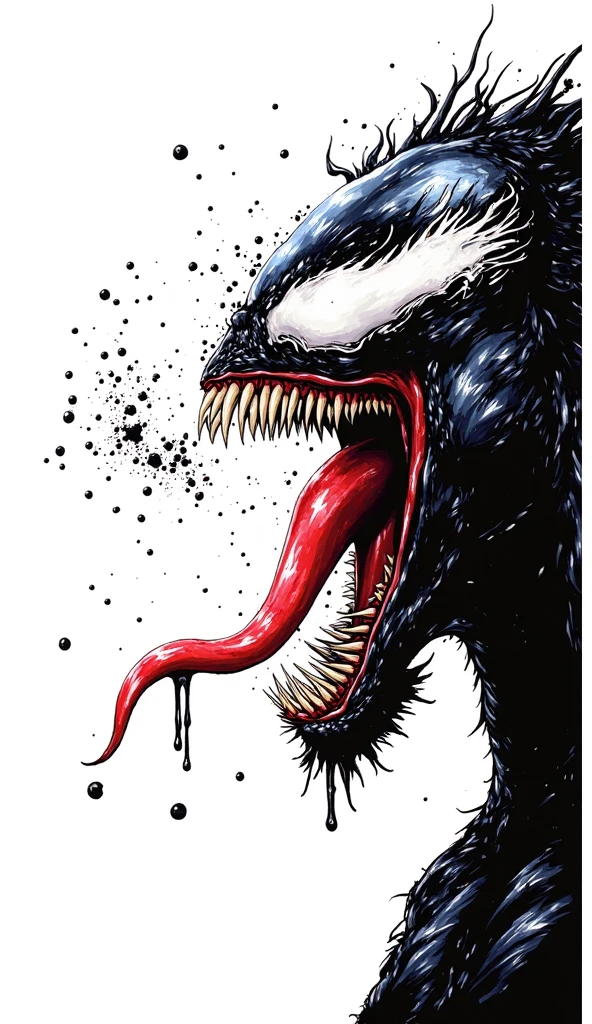 painting of Venom Symbiote with sharp teeth, George Condo Style, horror(theme), <lora:MBTDF xl-000002:0.9>