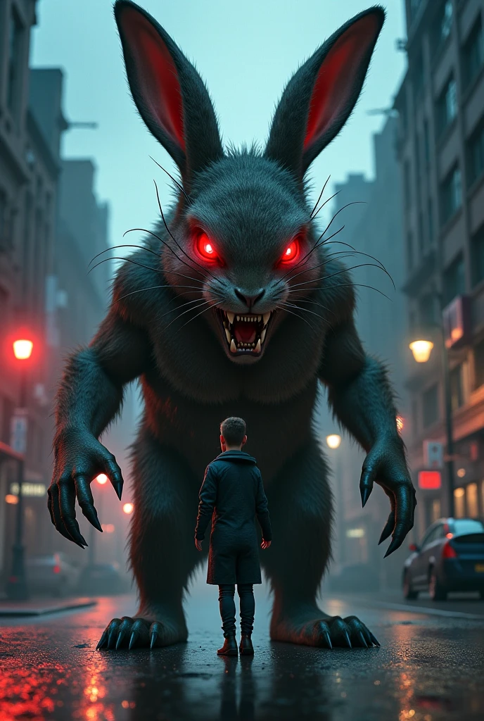 The rabbit turned into a monster、Eating people、scared、huge、