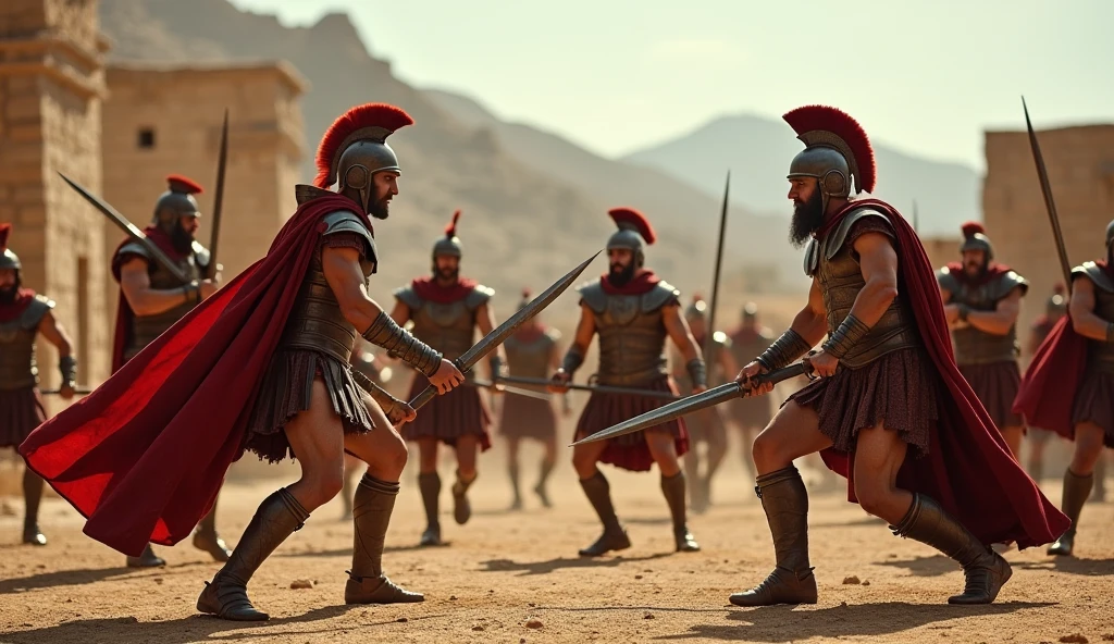 (oil painting) Romans fighting a Celtic tribe without armor