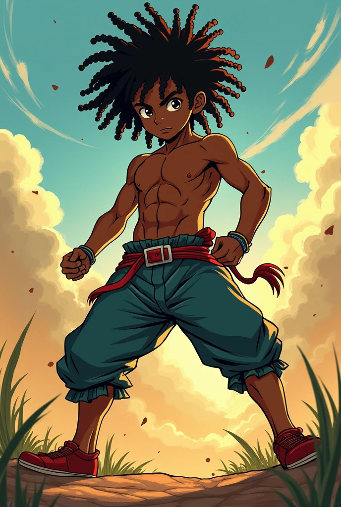 Metal bat From the anime One Punch Man style anime character, black guy, short black hair, for profile photo