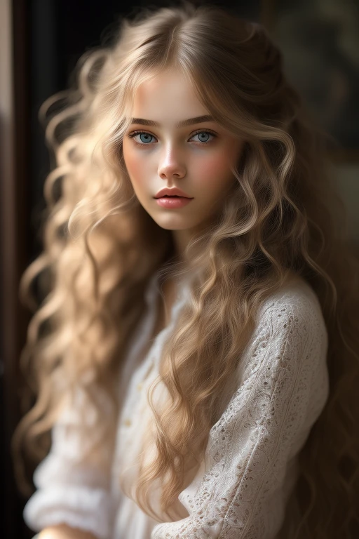 european young beautiful woman, nightgown, sleepy, wild hair, frail, medium shot, hyperrealystic, detailed, 4k, lightroom --auto --s2