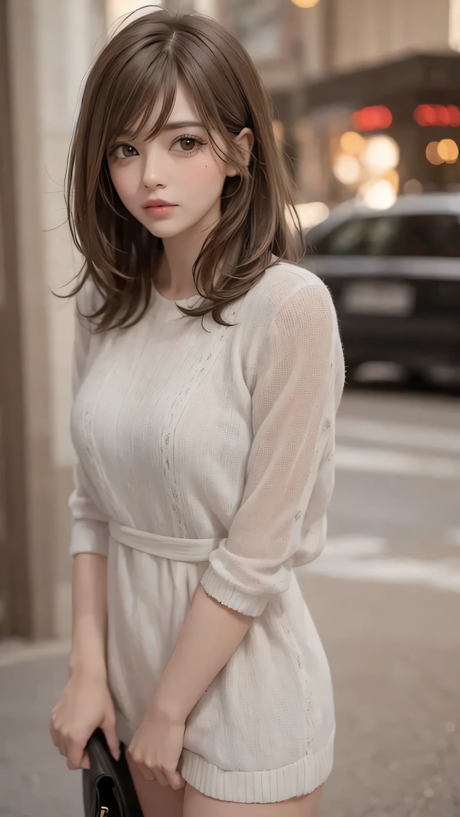 I am a mature woman with medium hair, light brunette 