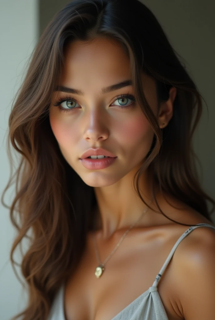 Young brunette, perfectbody, clear eyes, ultra realisitic, facing