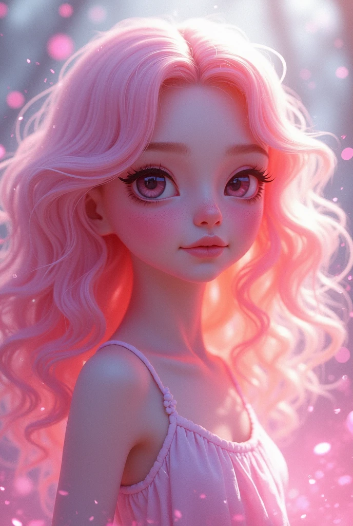 Cute adult girl Have long blond pink hair
