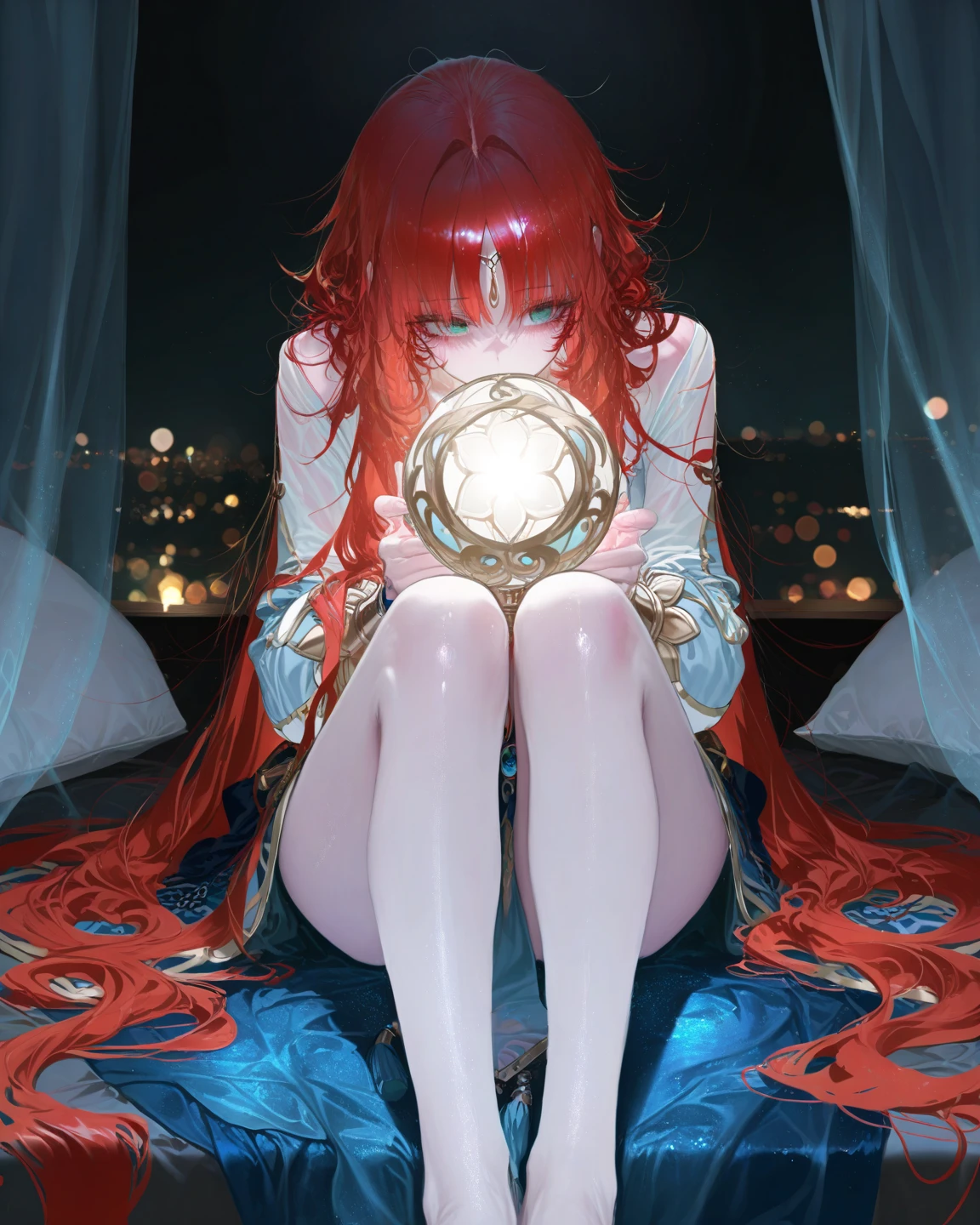 a beautiful astrologer charting the stars in the majestic starry night sky, detailed face and expression, long flowing robes, mystical aura, glowing crystal ball, fantastical celestial background, dramatic lighting, cinematic composition, digital art, concept art, hyper detailed, 16k, photorealistic, award winning, vibrant colors, dramatic lighting | | Rendered in ultra-high definition with UHD and retina quality, this masterpiece ensures anatomical correctness and textured skin with super detail. With a focus on high quality and accuracy, this award-winning portrayal captures every nuance in stunning 16k resolution, immersing viewers in its lifelike depiction. | ((pretty wavey red hair):1.1), ((fancy handgloves):1.1) | (((anatomical correctness))), (((perfect_fingers))), (((perfect_legs))), (((perfect_hands))), ((perfect_composition, perfect_design, perfect_layout, perfect_detail, ultra_detailed)), ((enhance_all, fix_everything)), More Detail, Enhance.