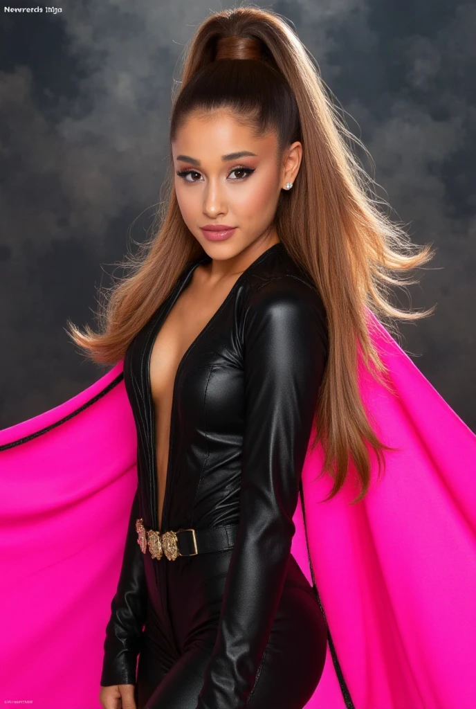 Ariana grande, beautiful, green bikini bottoms, green leather jacket, Show off big, coffee colored hair, attractive pose