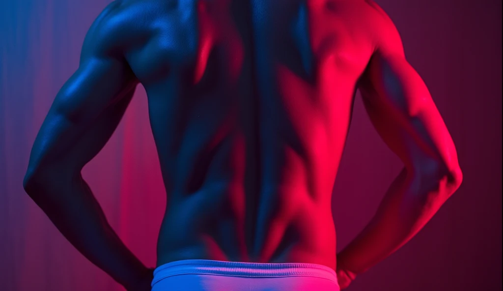 (8k, RAW Photos, Highest quality) masterpiece, 1 teenager, 18-year-old, Asian Muscular Man Watching the Viewer, Stand in front, Exposing his huge muscular chest, Puffy nipples, Sexy Six Pack, Tight waist, good looking, topless, Thick body hair, A man wearing thong underwear , Gradient Background, Shine & Sequin Backdrops , Cinema Lighting, Ultra-high resolution