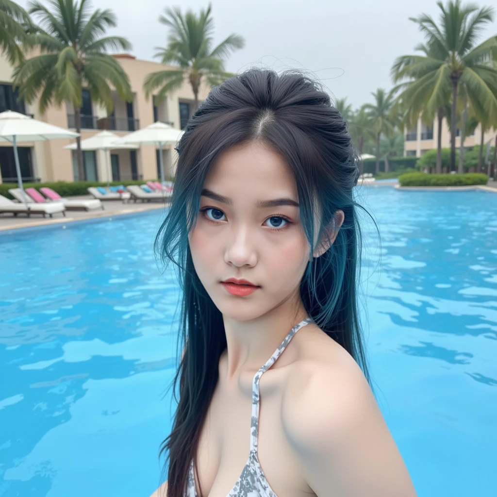 Araffe Asian woman in a white bikini posing in a pool, Lalisa Manobal, menina coreana, Mulher sul-coreana bonita, Ulzzang, Shikami, dilraba dilmurat, Ela tem cabelo preto com franja, Heonhwa Choe, Beautiful Asian girl, Jaeyeon Nam, linda mulher coreana jovem, Dom Yunjoo