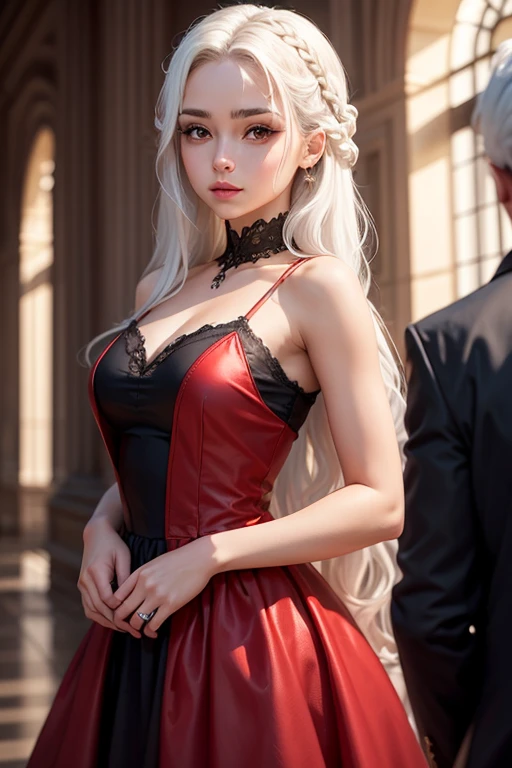 realistic, 1 woman, best quality, 12k, HD, long hair, big round breasts, cleavage, ponytail, necklace, jewelry, shorts, sleeveless leotards, slim hips, hair tie, yellow eyes, black hair, super detail, eye detail, hair detail, person detail, mouth detail, face detail, breast detail, clothing detail, hair detail, pants detail, hand detail, whole body