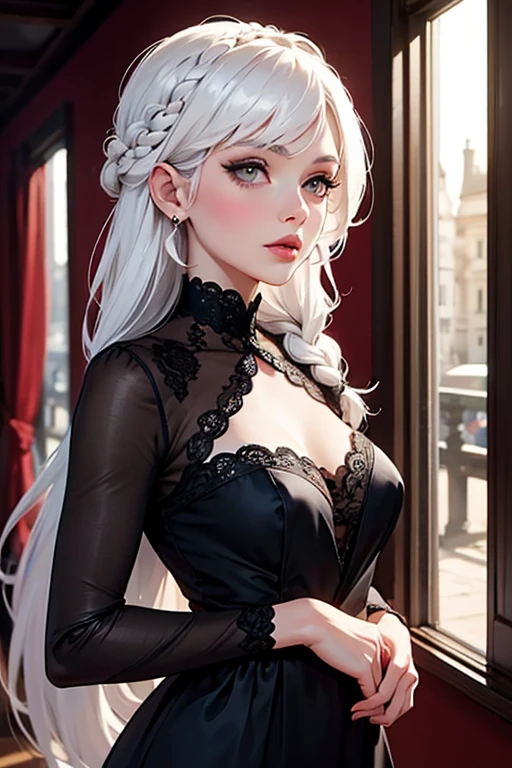 (best quality,4k,8k,highres,masterpiece:1.2),ultra-detailed,(realistic,photorealistic,photo-realistic:1.37),black long dress,big hat,witch clothes,beautiful detailed eyes,beautiful detailed lips,extremely detailed eyes and face,longeyelashes,friendly smile,slim body,standing,shy expression,soft lighting,traditional oil painting style,vivid colors,soft pastel color palette