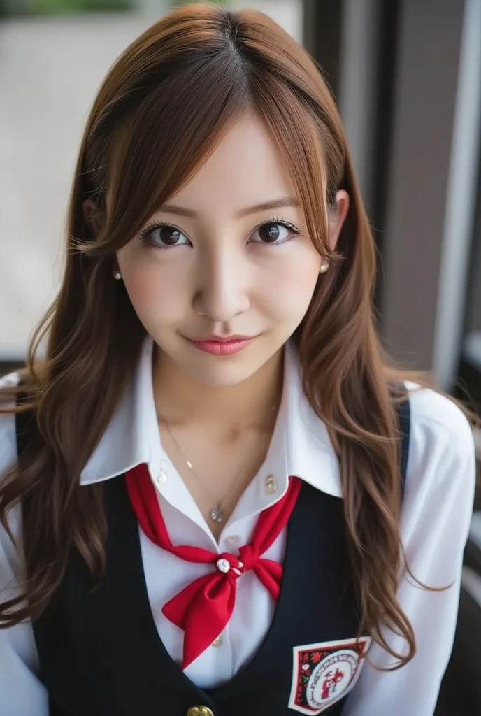 1girl, happy, smiling, (at street:1.2), ((office uniform:1.2)),night, RAW photo, (photorealistic:1.37, realistic), highly detailed CG unified 8K wallpapers, looking at viewer, (((straight from front))), (HQ skin:1.8, shiny skin), 8k uhd, dslr, soft lighting, high quality, film grain, Fujifilm XT3, ((upper body:1.6)), (professional lighting:1.6)