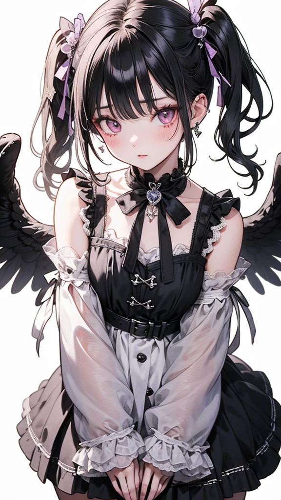 
collar, cleavage,  bedroom,  motion lines, day, (medium breasts:1.5), white hair, short hair, (hair over one eye:1.5), (straight hair:1.5, (black hairclip) yellow eyes, (1girl:1.5), solo, (blank expression:1.5), lit environment, white dress, angel wings, (striped thighighs:1.5), up close, close up, 
BREAK
score_9, score_8_up, score_7_up, score_6_up, source_cartoon, 
Expressiveh, perfect hands, absurdres ,