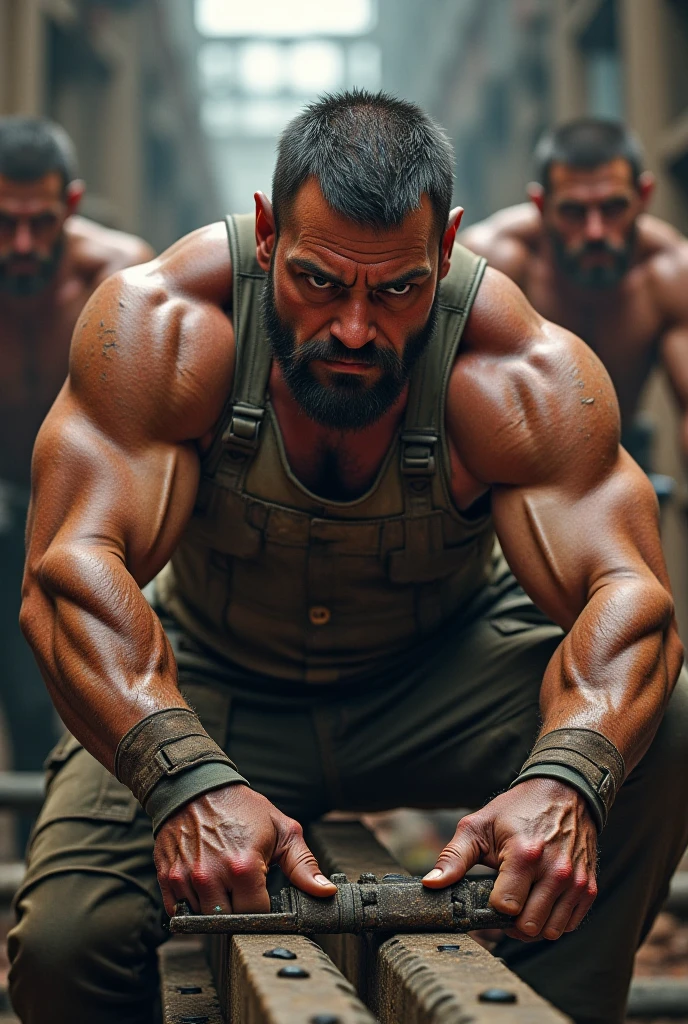 Man with glasses and beard on guard super strong young man between 30 to 3 white Caucasian fitness