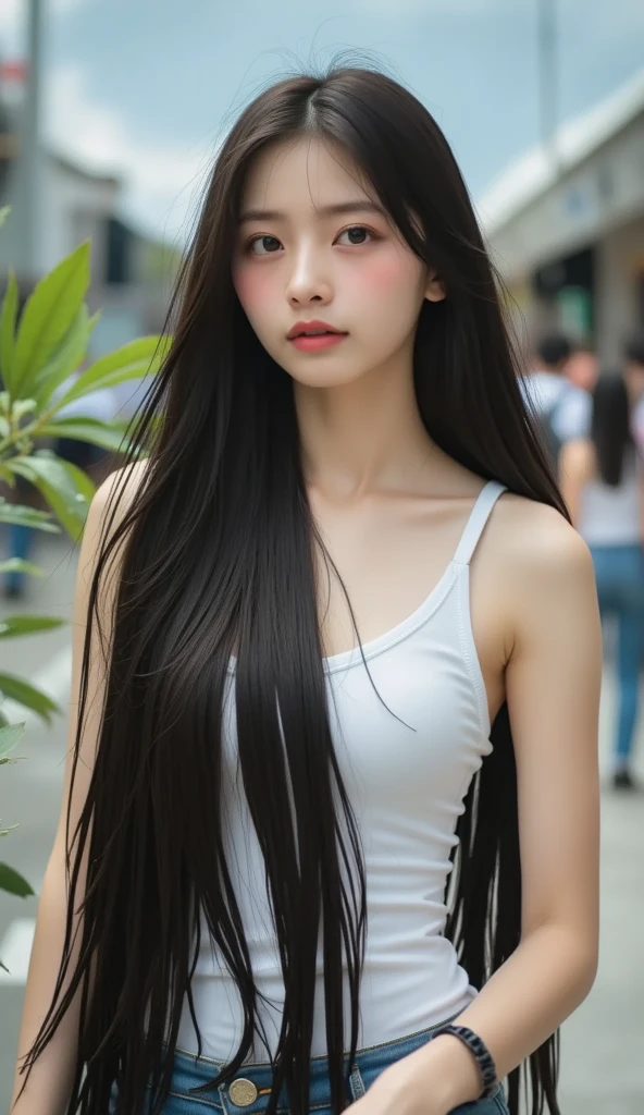 Girl with long black hair