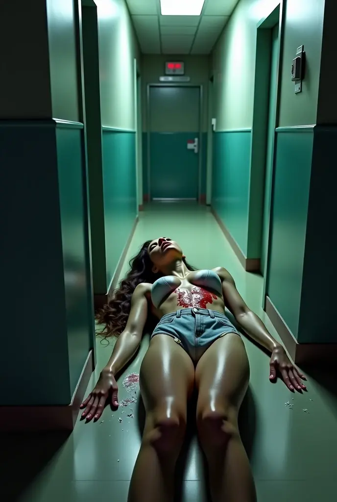 horror scene, knife, dark hospital room, evil, mystic, , attractive  female, undead ,glowing eyes, evil demon, abandoned hospital, , chiaroscuro, cinematic lighting, ray tracing, Ultra-Wide Angle, UHD, masterpiece, textured skin, super detail, best quality, highres, 4K, photorealism