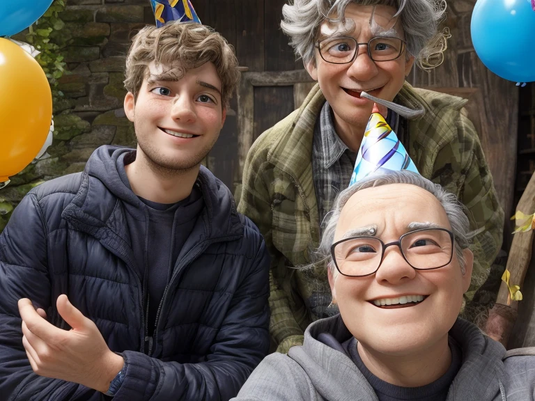 there are two boys and an older man taking a selfie, taken on iphone 14 pro, taken in the early 2020s, profile image, taken on iphone 1 3 pro, captured on iphone, profile picture, shot on iphone 1 3 pro, inspired by Phil Foglio, profile pic, shot on iphone 1 3 pro max, photo taken with an iphone