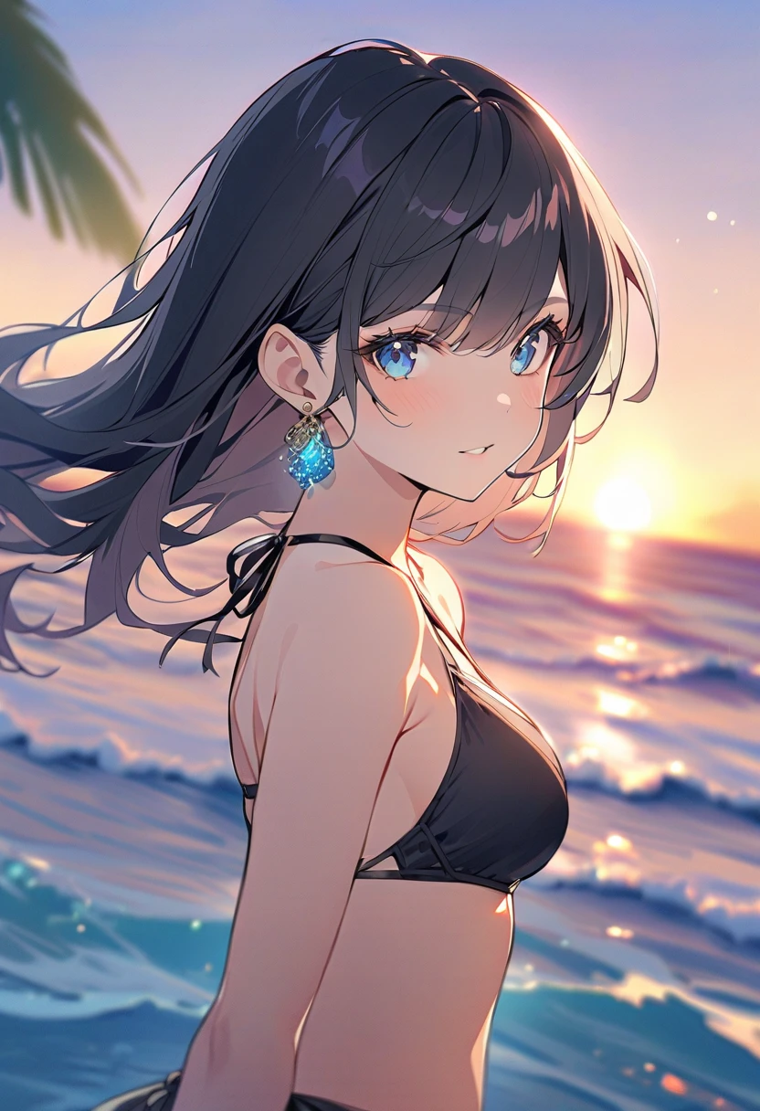 (masterpiece, Highest quality:1.2), 1 Girl, alone,Eyes open,Tropical atmosphere,Ocean,Swimwear