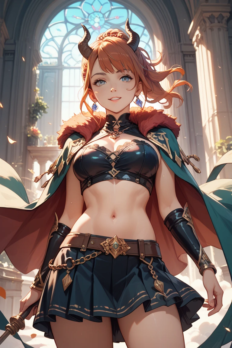 (watercolor: 1.2), warrior, bangs, redhead, short hair, green eyes, hair between eyes, blurred background, high resolution, large breasts, full body, fantasy, medieval --auto --s2