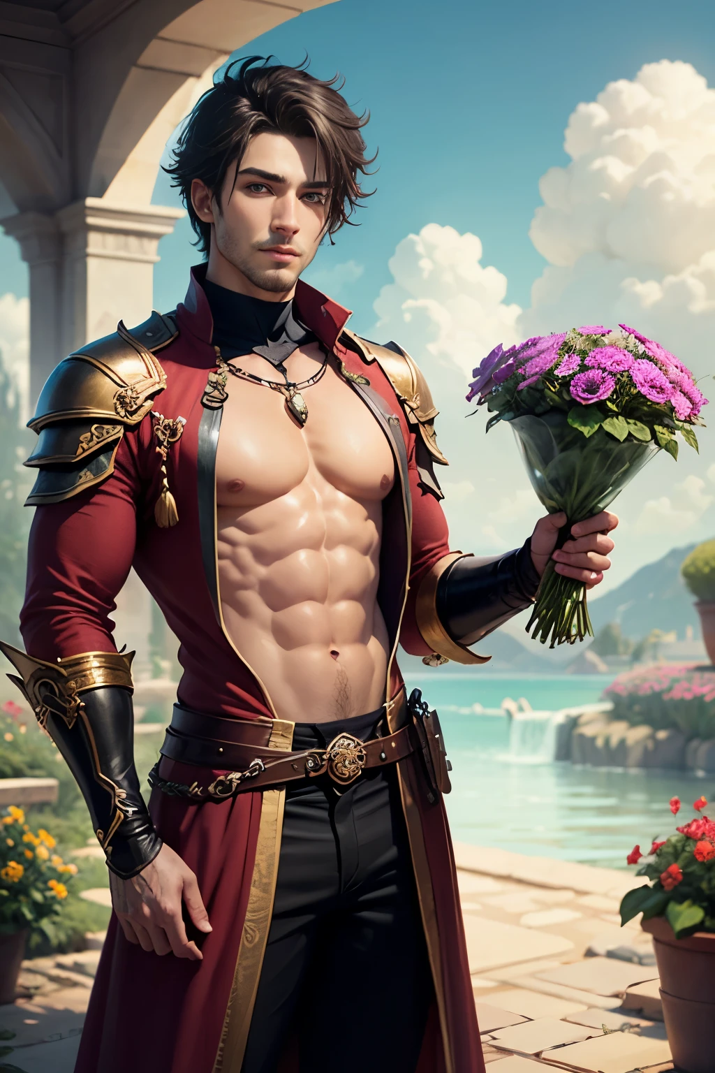 (8k,photorrealistic RAW photograph Maximum quality;1.4) (1 Korean boy) Super handsome king of the underworld (lifelike face) (hair with red roses, Short hair in the wind) slenderbody Muscular and macho big pink eyes Aristocratic metallic outfit with red roses Red roses decoration in the wind Fangs peeking out of the mouth Pointed claws a seductive gaze Beautiful expression A hyper-realistic (King of the Underworld) appealing (real looking skin) super high resolution high détail Luxurious pants with metallic red roses Aura of red roses emanating from the body effect metallic cover red roses