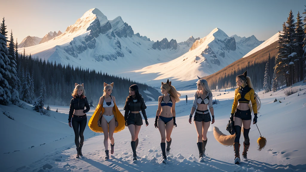 The adult powerpuff girls. (Cat costume hair braid and tail, nude). Orgy inside a volcano. crazy monkey has anal sex with them  