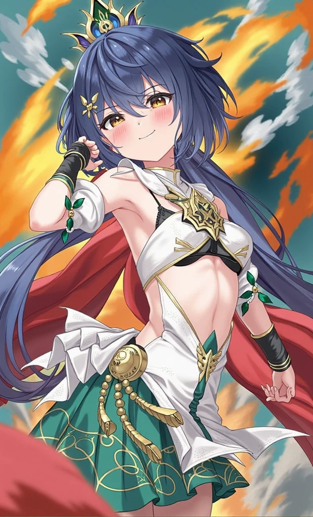 Close-up of a woman wearing a dress with horns on her head, portrait knights of zodiac girl, knights of zodiac girl, cushart krenz key art feminine, anime moe art style, marin kitagawa fanart, shalltear from overlord, Portrait of a female anime hero, anime goddess, Official art, Detailed Digital Anime Art、sad kang princess monster martial artist fighting enemies head girl character dancer. tiger blue, purple dragon, blue dragon's toy costume in her dragon costume. royal princess dragon girl crush shaped nightmare dragon girl star princess batter her main enemy in battle! princess dragon bikini on super dragon theme statue her costume