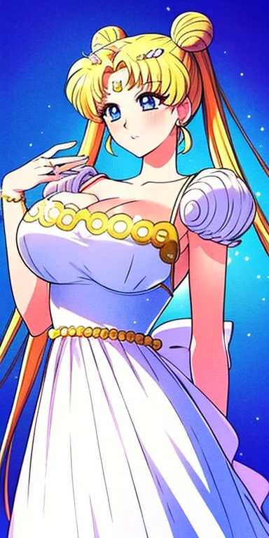SMU Sagitsukino, 큰pectorals, Standing, Solo, Masterpiece, Best Quality, Detailed face, Detailed Eyes, high resolucion, Masterpiece, Best Quality, Detailed face, Detailed Eyes, high resolucion, Princess costume,tranquility,프린세스tranquility,네오퀸tranquility,pectorals,Big,거대한pectorals,풍만한pectorals.a blond,Dumpling head,왕pectorals,breast,forehead crescent moon,젖pectorals,흘러넘치는pectorals,voluptuousness,The dress,crescent moon on forehead,苦痛스러운표정,苦痛표정,苦痛,苦痛,Distortion