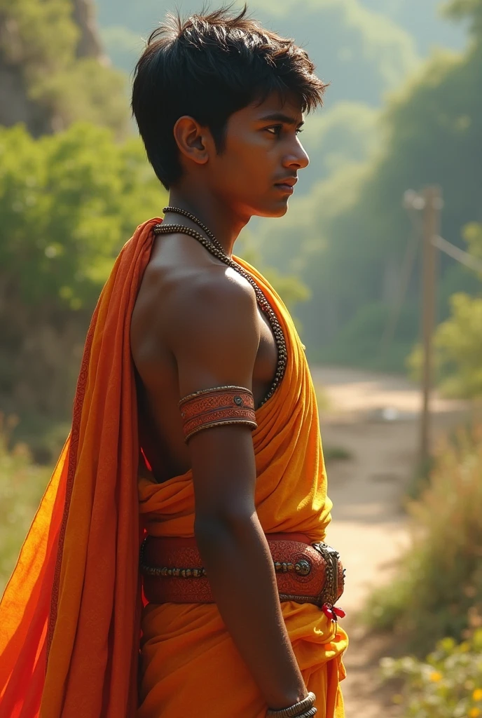few naked Indian teen (male,age 14-17) with faint mustache and with large penis playing volley ball near Dravidian style Hindu temple very realistic 8k
