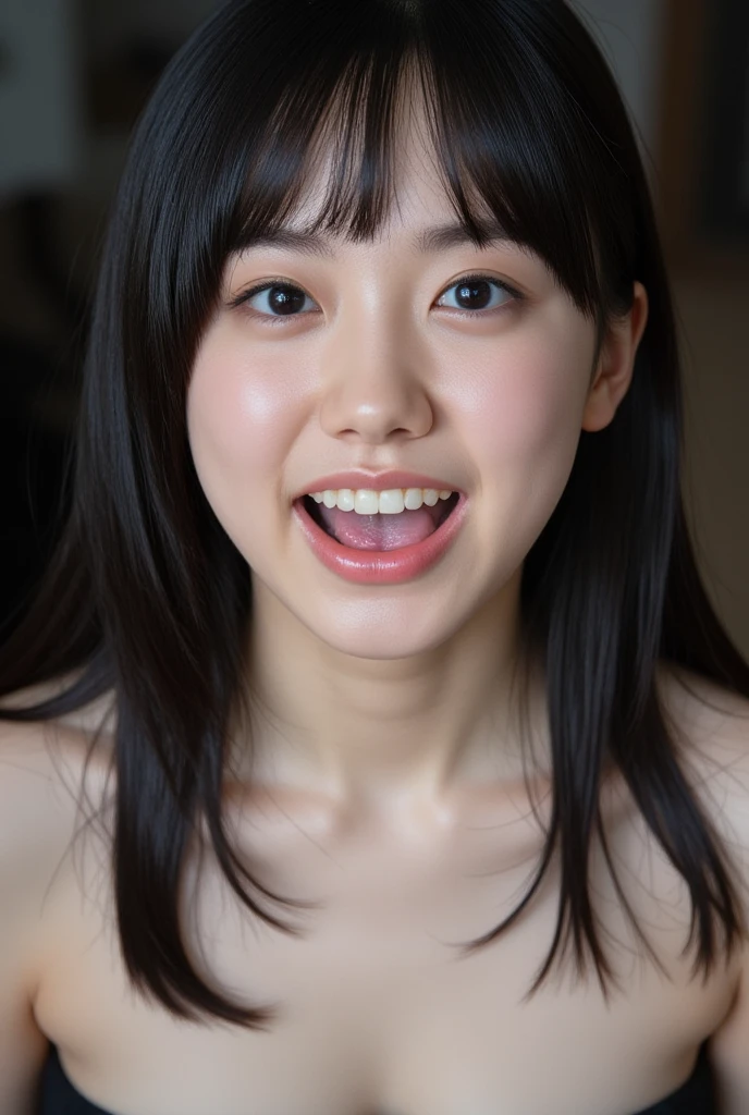 One girl, View your viewers, Upper Body, Face is wet with water、Close-up、Open your mouth wide、Sexy with tongue out