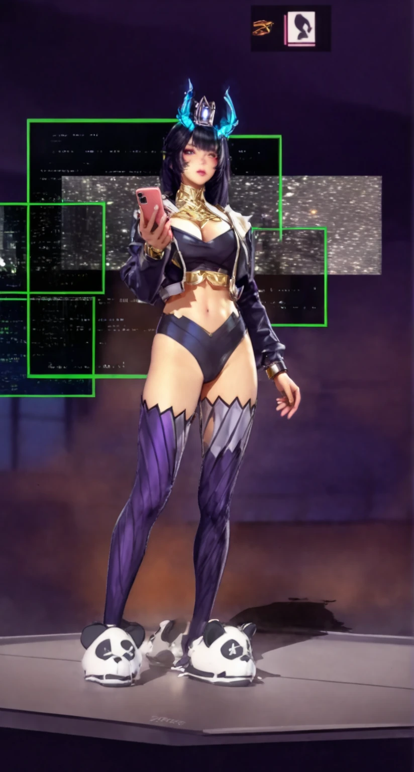 MC, ahoge, (long hari, purple hair:1.3), hair ornament, dark-blue eyes, anatomically correct, heavy breathing, mature female, 1girl, solo, pantyhose, standing, coat, full_body, looking_at_viewer, black_legwear, smile, casual, closed_mouth, shoes, turtleneck, simple_background, blush, bangs, jacket, tree, bamboo, forest, smoke, water drop, spotlight, bokeh, (bootyshorts:1.4), sneakers, hollow eyes, bright pupils, dark-blue eyes, looking at viewer. glowing eyes heavy breathing, seductive smile, (steaming face:1.3), blush face, lips,